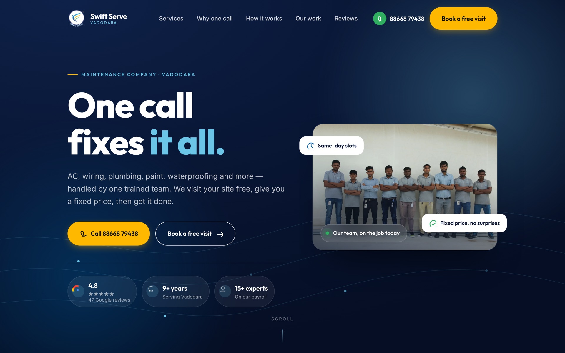 The Swift Serve homepage after transformation